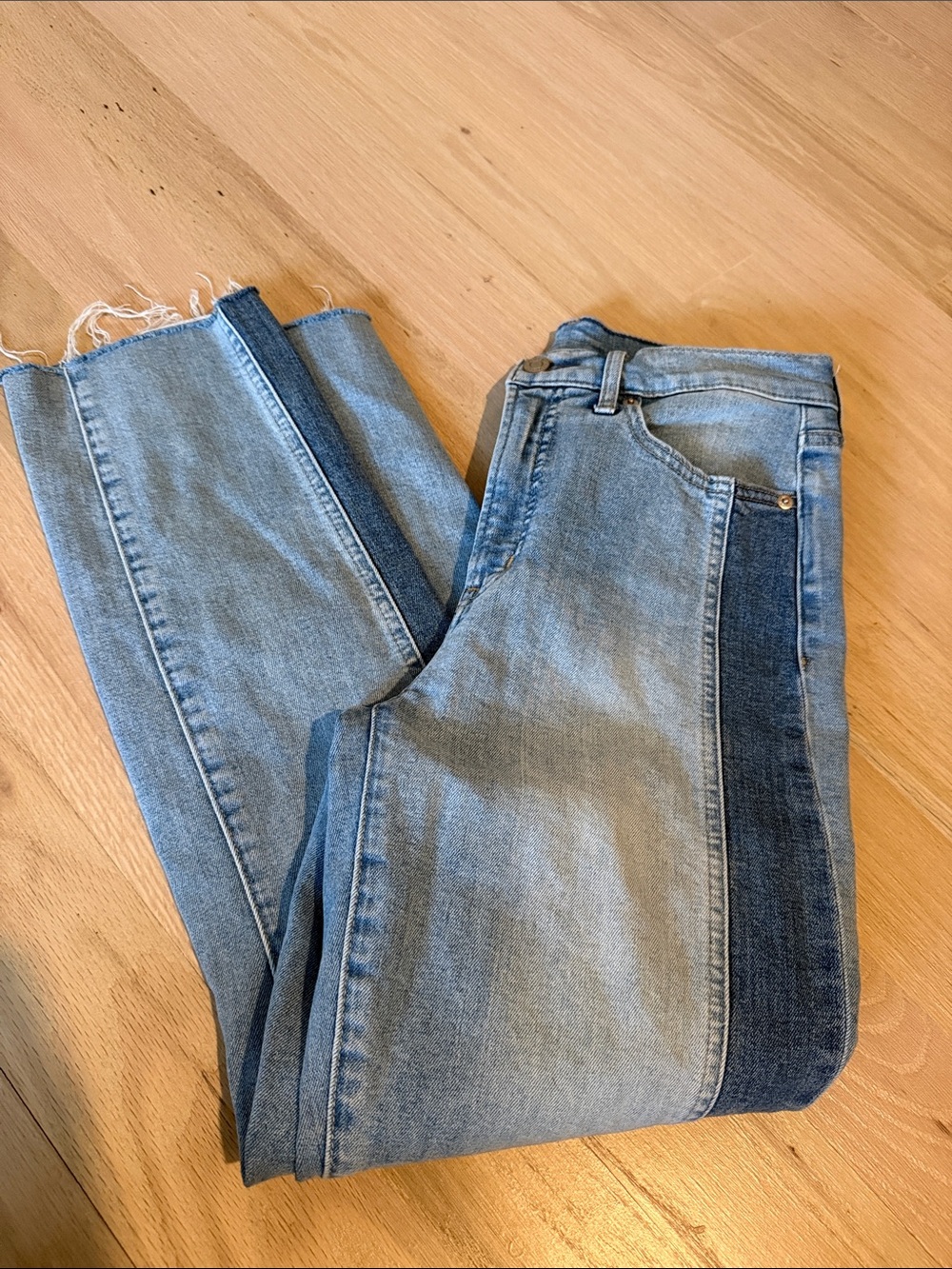 GAP Two-Tone Light and Dark Blue Straight Leg Jeans
